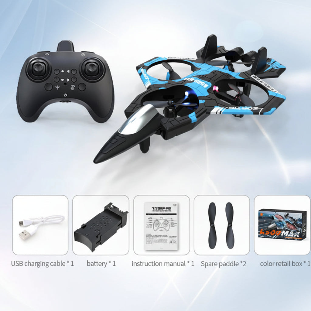 camouflage blue RC fighter jet drone gift set with modular battery USB charger spare props remote control – Blue