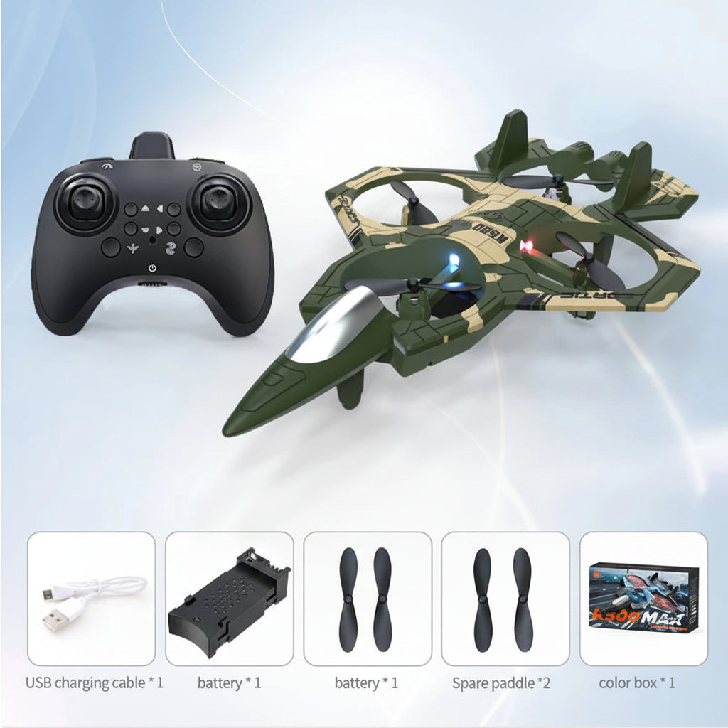 camouflage green RC fighter jet drone gift box set with battery USB charger spare propellers remote control – Green