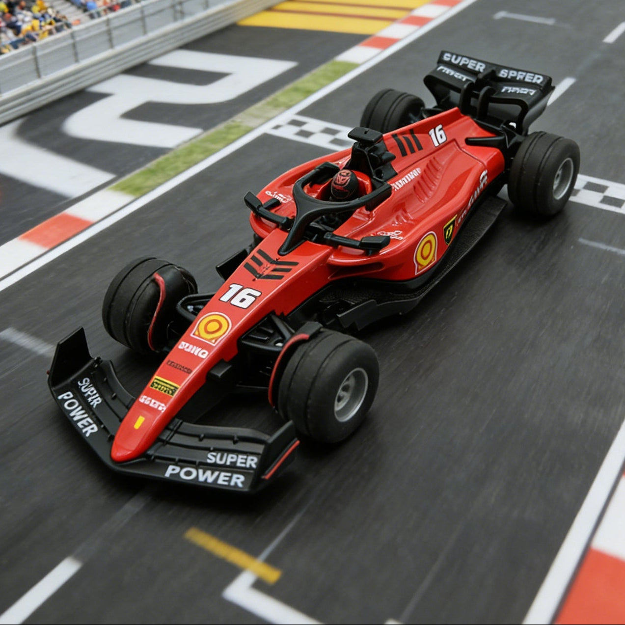 Puzzloria 1:64 scale RC Formula racing car with alloy body LED lights and dual remote app control