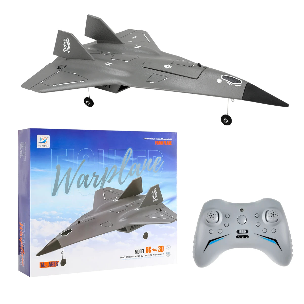 RC stealth fighter jet plane FX9672 with controller and gift box EPP foam culvert airplane 4-channel 6-axis gyro for teens