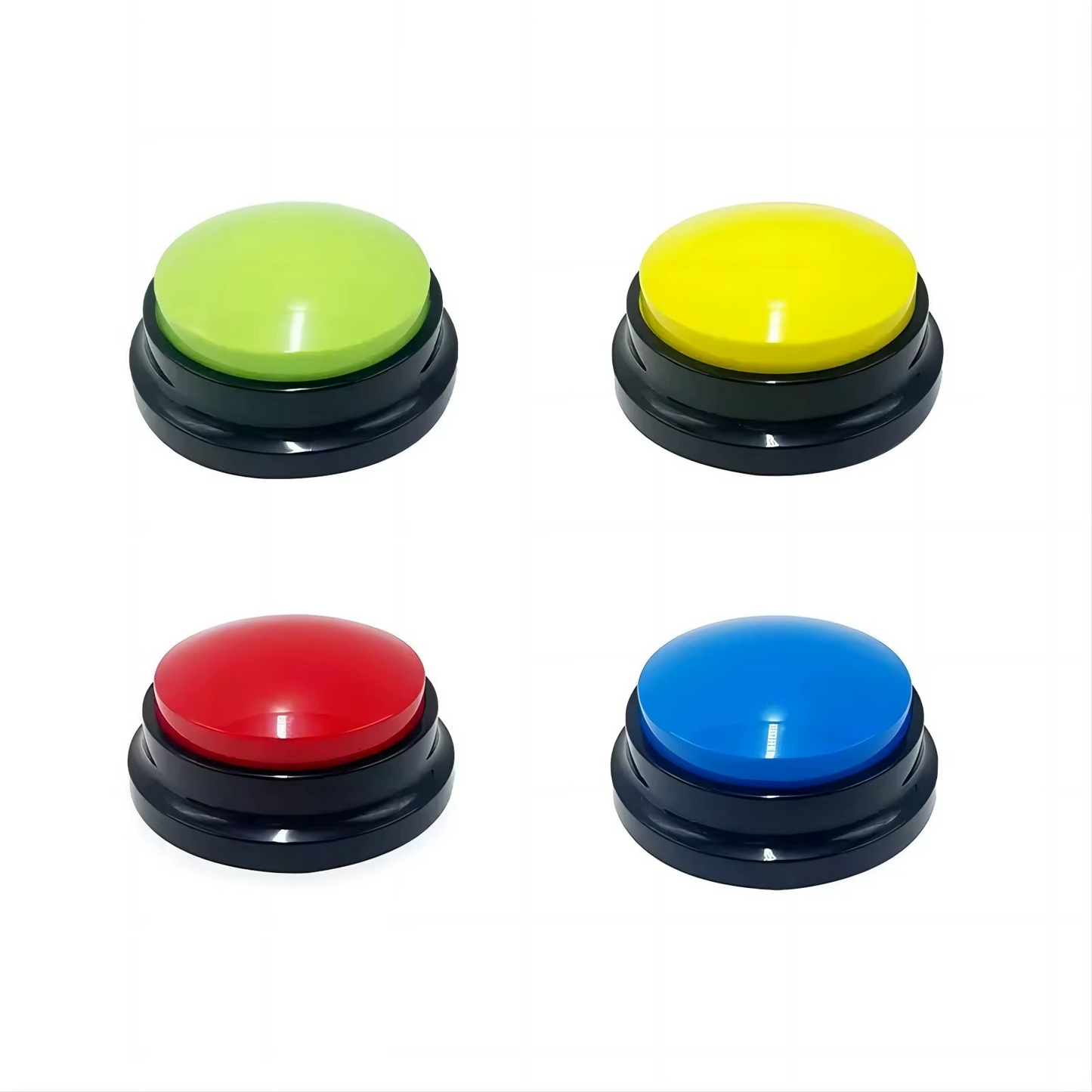 Recordable pet training communication buttons with voice recording feature for dog and cat command training in multiple colors