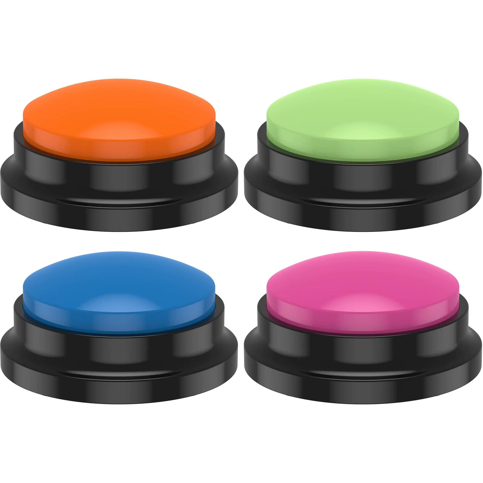 Recordable pet training communication buttons with voice recording feature for dog and cat command training in multiple colors