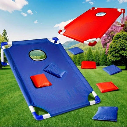 red and blue cornhole toss boards for backyard competitions, kids bag toss game for garden and park play, 2 Boards (Red + Blue)