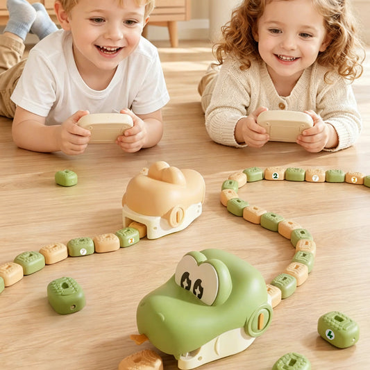 remote control snake toy 2 player battle game for kids, magnetic greedy snake racing fun for siblings (Green, Yellow, 2 Pack)