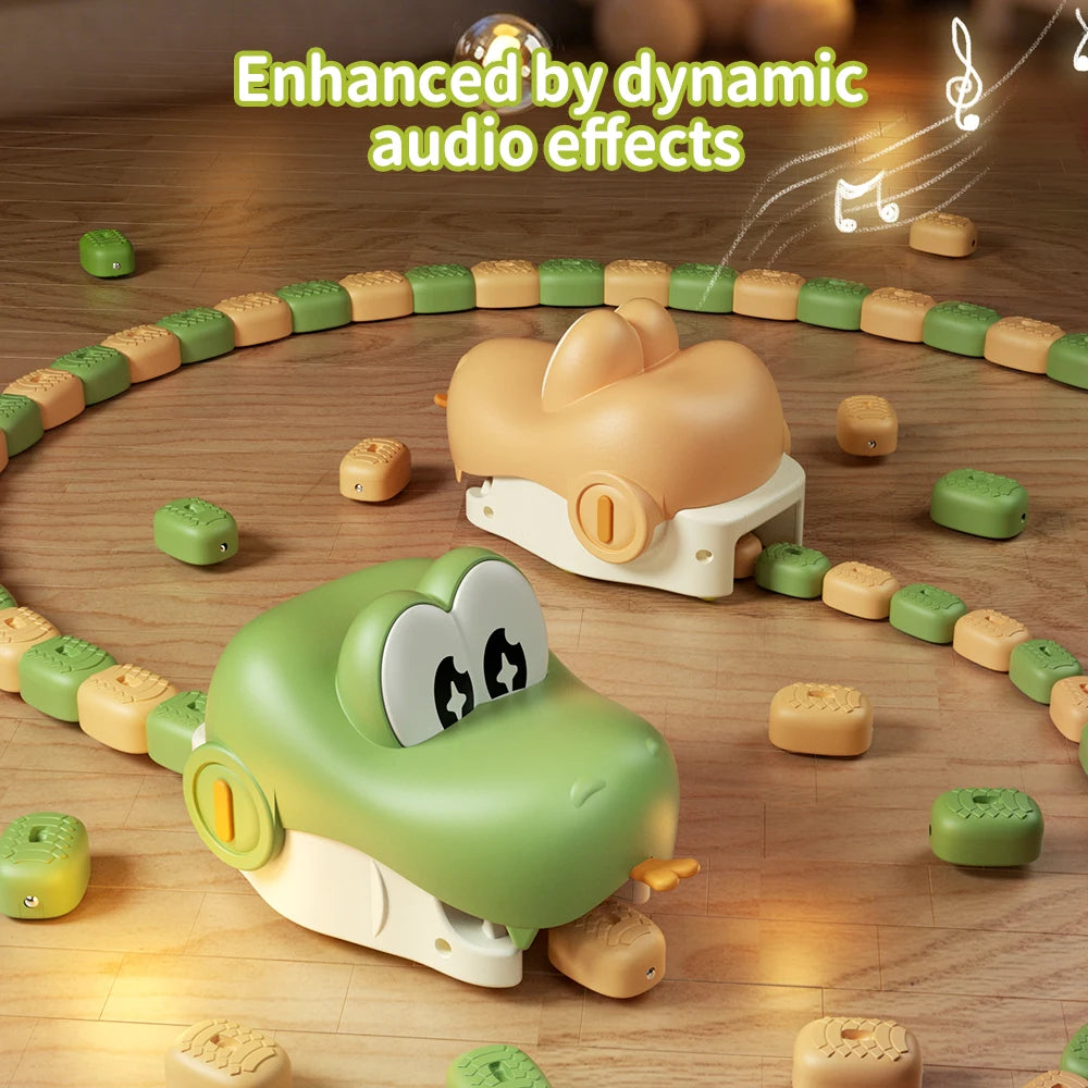 robot snake toy with light up eyes and sound effects, interactive rc toy for toddlers age 3 plus (Green, Yellow, 2 Pack)