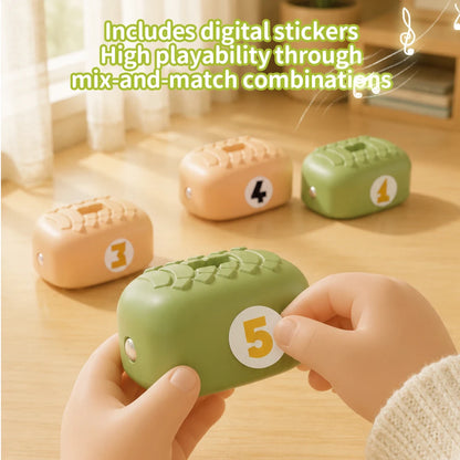 magnetic snake game food blocks with number stickers, mix and match preschool learning toy for kids (Green, Yellow, 2 Pack)