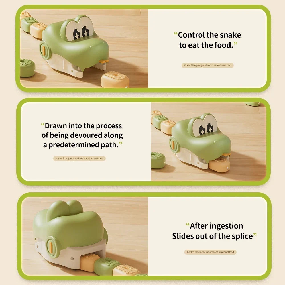 hungry snake game toy eating itself, magnetic food blocks join the rc snake body as kids steer the chase (Green, Yellow, 2 Pack)