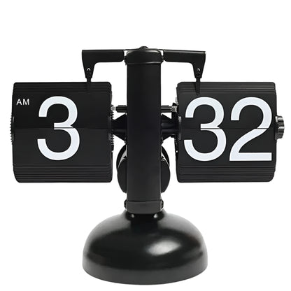 Vintage retro flip clock with wooden base and large number display for home office decoration and modern timekeeping