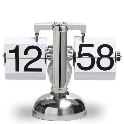 Vintage retro flip clock with wooden base and large number display for home office decoration and modern timekeeping