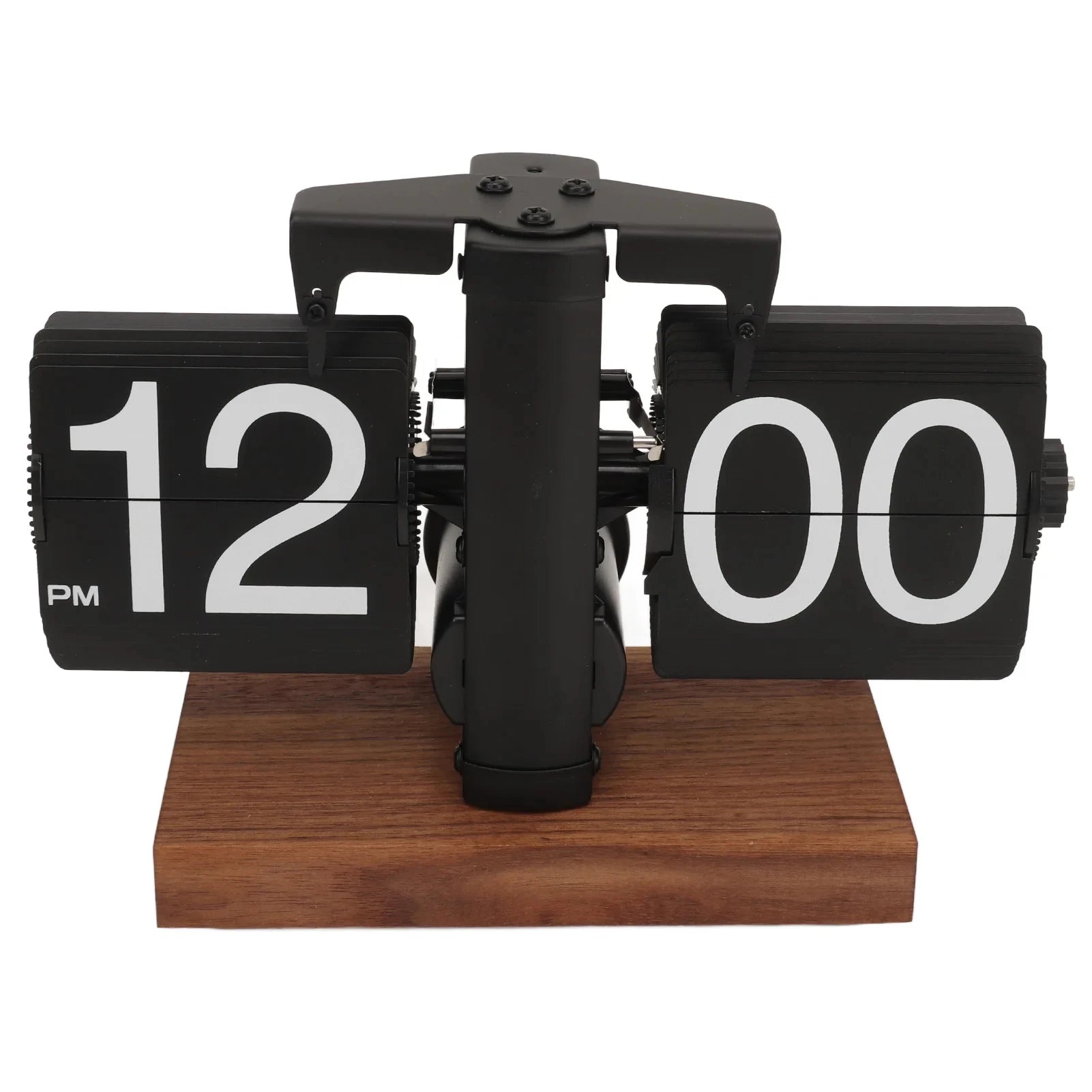 Vintage retro flip clock with wooden base and large number display for home office decoration and modern timekeeping