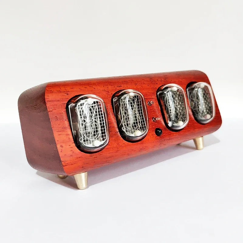 Vintage-style radio with wooden casing and metallic components on a white background IN12_7410 & IN12_7420 & IN12_7430 & IN12_7440 & IN12_7450