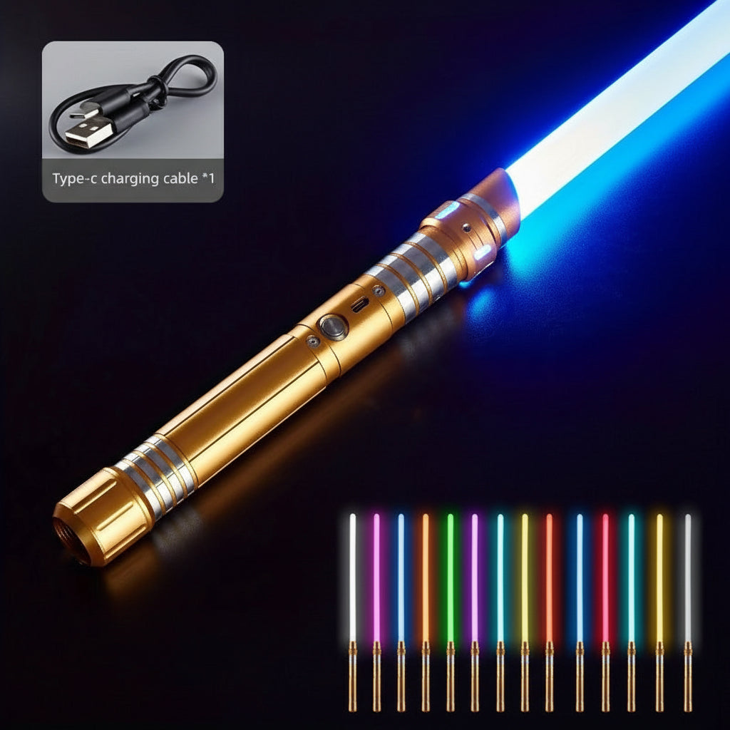 usb c rechargeable cosplay saber for conventions dueling practice photoshoots and prop display gift for fans – Gold, Black