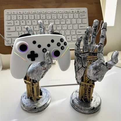 game controller stand for xbox ps5 and nintendo switch pads, robotic hand holder for a gaming battlestation