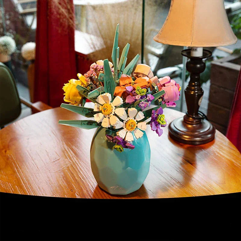 flower building blocks bouquet kit lego-compatible brick flowers diy floral project for adults kids never-fading