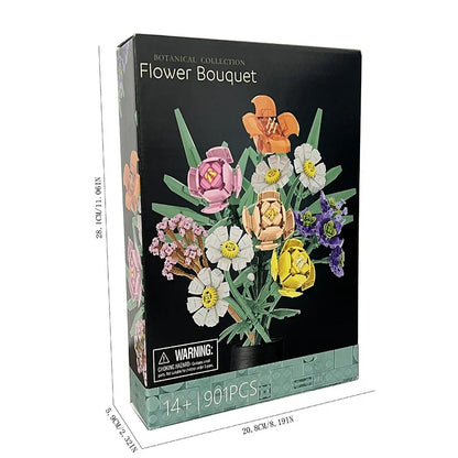 building block flowers romantic bouquet brick flowers buildable artificial flower set for valentines day birthday decor gift