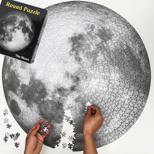 round 1000 piece moon jigsaw puzzle adults box assembled circular space astronomy decor gift -- Moon
