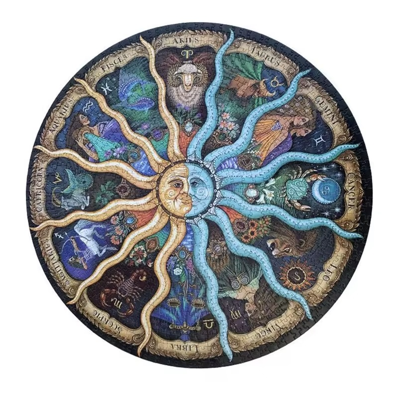 round zodiac jigsaw puzzle 1000 pieces 67cm assembled adult astrology constellation wall art decor -- Zodiac