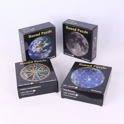 round 1000 piece jigsaw puzzle four designs collection moon earth zodiac mercury adult challenging -- Moon, Earth, Zodiac, Mercury