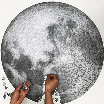 round circular moon puzzle 1000 pieces adult jigsaw 26.5 inch advanced lunar wall art decor -- Moon