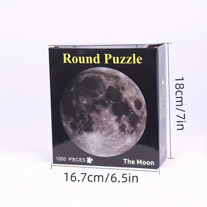 round 1000 piece adult jigsaw puzzle 67cm 26.5 inch circular box dimensions astronomy gift -- Moon, Earth, Zodiac, Mercury