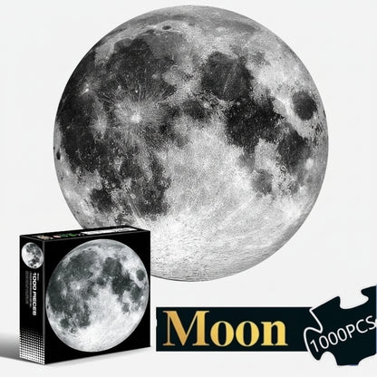 moon round jigsaw puzzle 1000 pieces challenging adult astronomy fan night sky christmas holiday gift -- Moon
