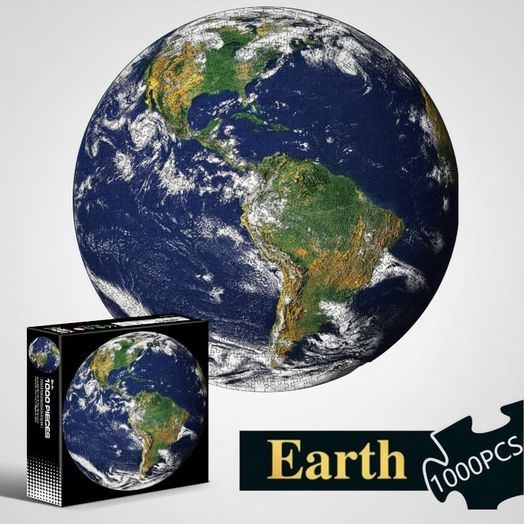 earth round jigsaw puzzle 1000 pieces adult planet space astronomy hobby blue ocean continents decor -- Earth