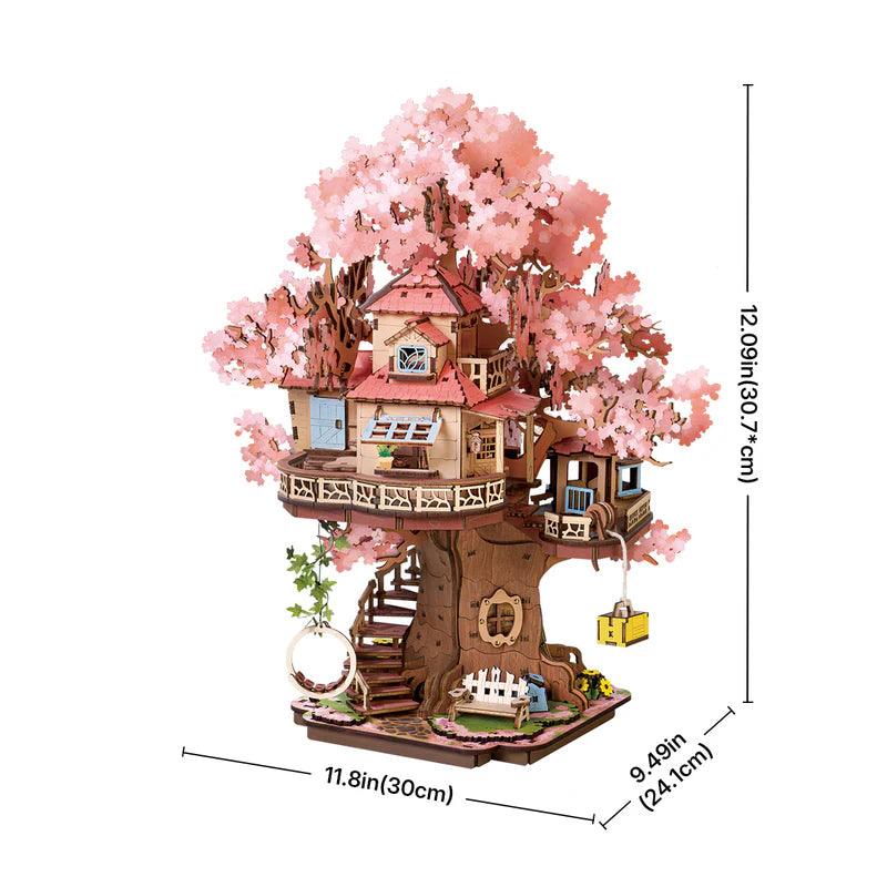 miniature tree house kit with awning windows and hidden storage rooms for miniature world collectors and teens