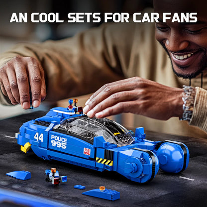 Puzzloria sci-fi police spinner building blocks set 988 pieces adult collector futuristic movie vehicle with display stand