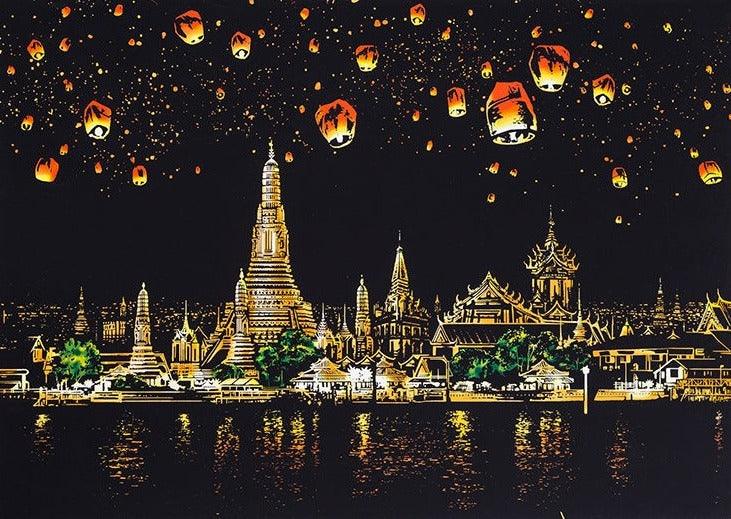 chiang mai temples sky lanterns thailand scratch art kit asian skyline DIY scratch off paper craft kit travel souvenir gift – CJWJWJYZ06582-Chiang Mai-40.5X28.5cm, Chiang Mai with Five-Piece Tool Set, CJWJWJYZ06582-Cologne Cathedral-40.5X28.5cm, Cologne Cathedral with Five-Piece Tool Set, CJWJWJYZ06582-Colored iron tower-40.5X28.5cm, Colored iron tower with Five-Piece Tool Set, CJWJWJYZ06582-Florence-40.5X28.5cm, Florence with Five-Piece Tool Set