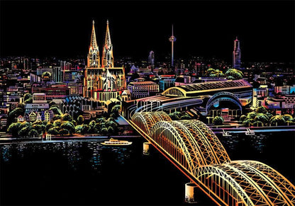 cologne cathedral hohenzollern bridge rhine night skyline scratch art kit german cityscape DIY scratch off paper craft gift – CJWJWJYZ06582-Cologne Cathedral-40.5X28.5cm, Cologne Cathedral with Five-Piece Tool Set, CJWJWJYZ06582-Colored iron tower-40.5X28.5cm, Colored iron tower with Five-Piece Tool Set, CJWJWJYZ06582-Florence-40.5X28.5cm, Florence with Five-Piece Tool Set, CJWJWJYZ06582-Fujiyama-40.5X28.5cm, Fujiyama with Five-Piece Tool Set