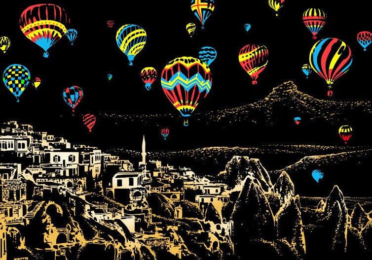 hot air balloons cappadocia desert sunrise scratch art kit colorful balloon cityscape DIY scratch off paper craft gift – CJWJWJYZ06582-Color hot air balloon-40.5X28.5cm, hot air balloon with Five-Piece Tool Set, CJWJWJYZ06582-Las Vegas-40.5X28.5cm, Las Vegas with Five-Piece Tool Set, CJWJWJYZ06582-Louvre-40.5X28.5cm, Louvre with Five-Piece Tool Set, CJWJWJYZ06582-Malaysia-40.5X28.5cm, Malaysia with Five-Piece Tool Set
