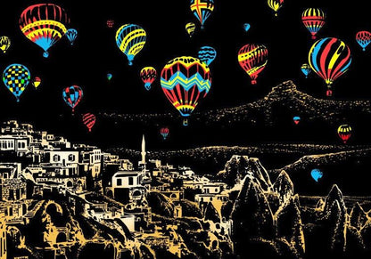 hot air balloons cappadocia desert sunrise scratch art kit colorful balloon cityscape DIY scratch off paper craft gift – CJWJWJYZ06582-Color hot air balloon-40.5X28.5cm, hot air balloon with Five-Piece Tool Set, CJWJWJYZ06582-Las Vegas-40.5X28.5cm, Las Vegas with Five-Piece Tool Set, CJWJWJYZ06582-Louvre-40.5X28.5cm, Louvre with Five-Piece Tool Set, CJWJWJYZ06582-Malaysia-40.5X28.5cm, Malaysia with Five-Piece Tool Set