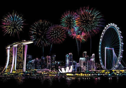 singapore marina bay sands flyer fireworks night scratch art kit asian cityscape DIY scratch off paper craft kit gift – CJWJWJYZ06582-Singapore-40.5X28.5cm, Singapore with Five-Piece Tool Set, CJWJWJYZ06582-Sydney Opera House-40.5X28.5cm, Sydney Opera House with Five-Piece Tool Set, CJWJWJYZ06582-Taj Mahal-40.5X28.5cm, Taj Mahal with Five-Piece Tool Set, CJWJWJYZ06582-Tokyo-40.5X28.5cm, Tokyo with Five-Piece Tool Set