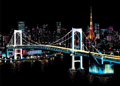 tokyo rainbow bridge tower night skyline scratch art kit japanese cityscape DIY scratch off paper craft kit travel gift – CJWJWJYZ06582-Tokyo-40.5X28.5cm, Tokyo with Five-Piece Tool Set, CJWJWJYZ06582-Toronto-40.5X28.5cm, Toronto with Five-Piece Tool Set, CJWJWJYZ06582-Tower Bridge in London-40.5X28.5cm, Tower Bridge in London with Five-Piece Tool Set, CJWJWJYZ06582-Venice-40.5X28.5cm, Venice with Five-Piece Tool Set