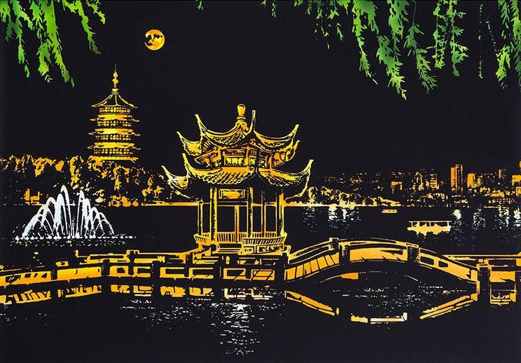hangzhou west lake pagoda pavilion moon scratch art kit chinese cityscape DIY scratch off paper craft kit asian gift – CJWJWJYZ06582-Hangzhou West Lake-40.5X28.5cm, Hangzhou West Lake with Five-Piece Tool Set, CJWJWJYZ06582-Windmill-40.5X28.5cm, Windmill with Five-Piece Tool Set, CJWJWJYZ06582-Dream castle-40.5X28.5cm, Dream castle with Five-Piece Tool Set, CJWJWJYZ06582-Amusement park-40.5X28.5cm, Amusement park with Five-Piece Tool Set