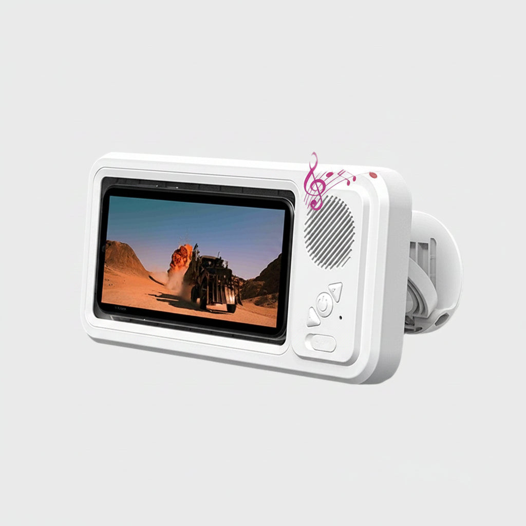 waterproof shower phone holder bluetooth speaker bathroom wall mount touch screen steam blocking iphone android wireless audio