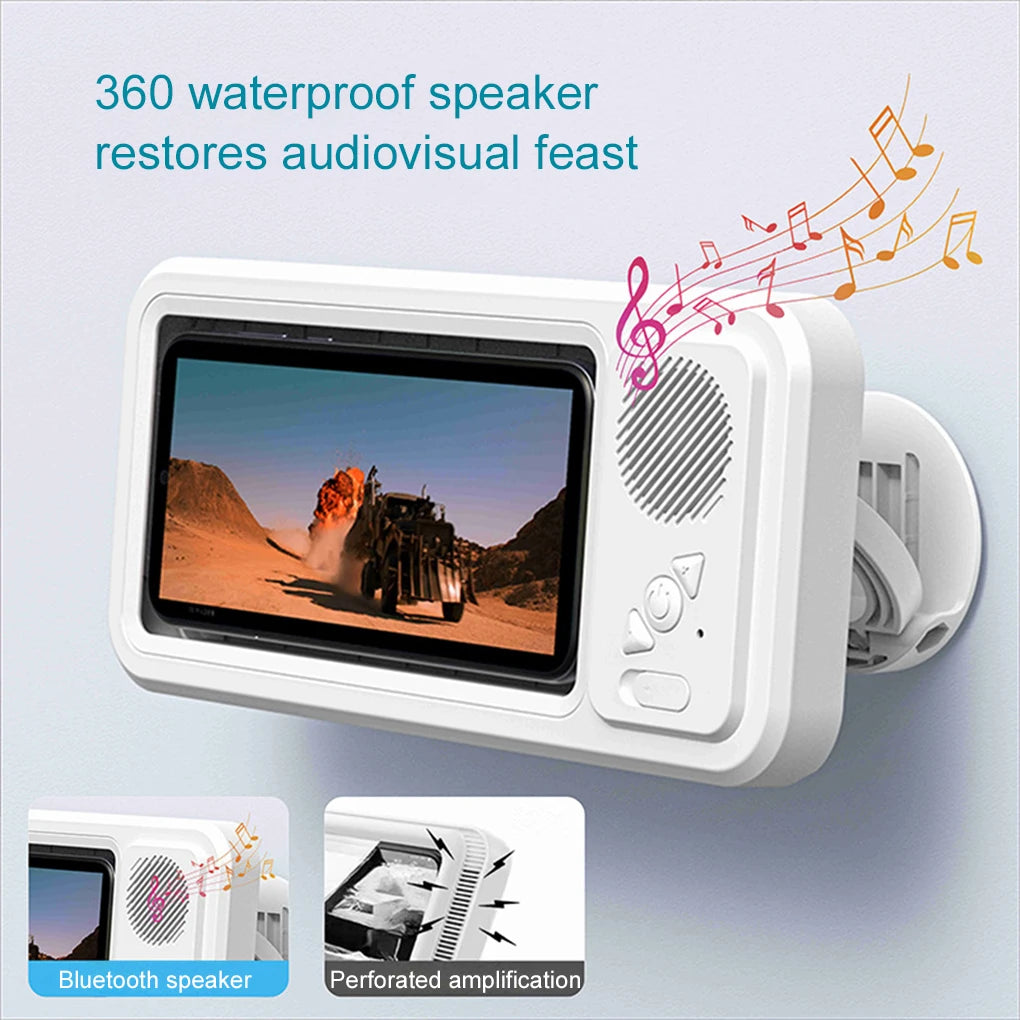 bluetooth speaker phone holder shower bathroom wall mount waterproof case smartphone audio podcast streaming wireless music