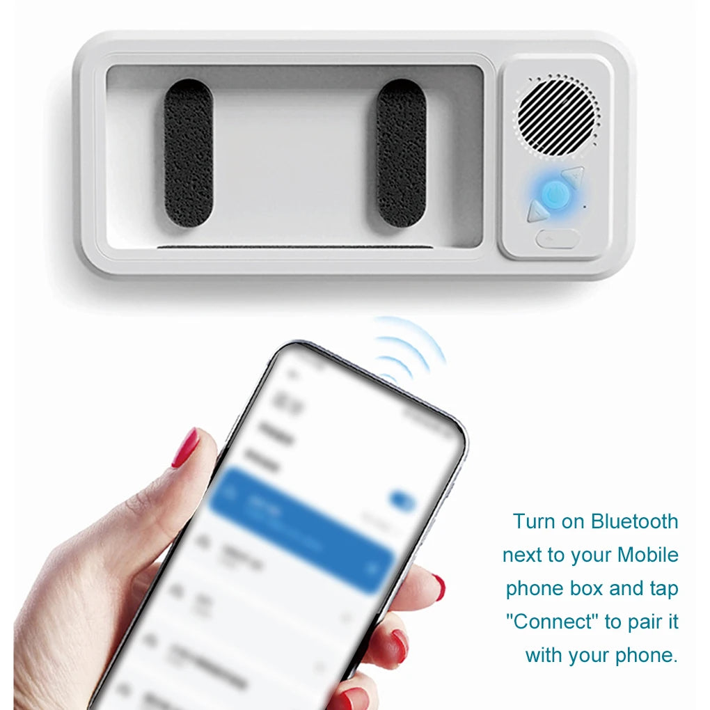 bluetooth pairing shower phone holder bathroom wall mount waterproof case wireless audio iphone android smartphone speaker