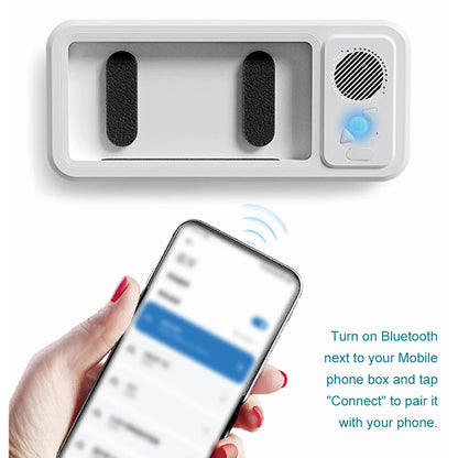 bluetooth pairing shower phone holder bathroom wall mount waterproof case wireless audio iphone android smartphone speaker