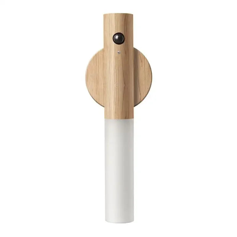 Wooden and white cylindrical product on a white background