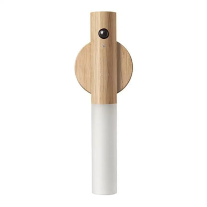 Wooden and white cylindrical product on a white background