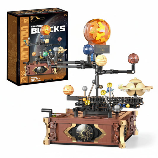 solar system orbit model building blocks 697 pieces with rotating planets and steampunk celestial base desk decor