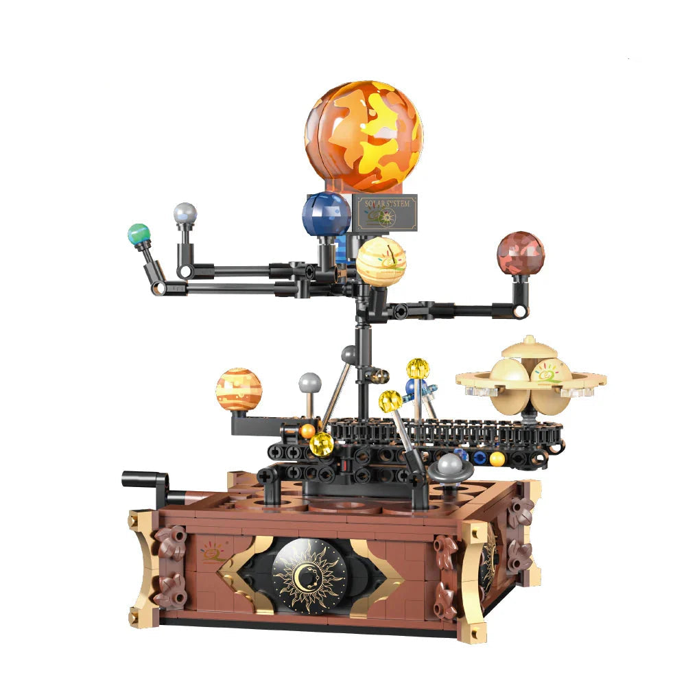 solar system orbit model building blocks 697 pieces with rotating planets and steampunk celestial base desk decor