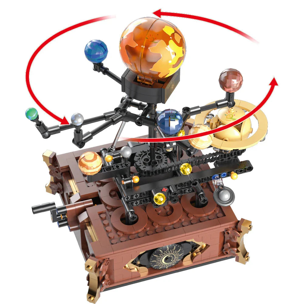solar system orbit model building blocks 697 pieces with rotating planets and steampunk celestial base desk decor