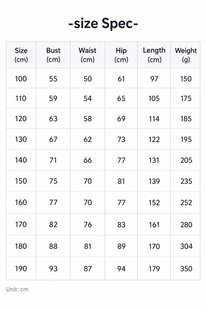 spiderman suit size chart by height for kids and adults, zentai costume bust waist hip and length measurements from 100 to 190