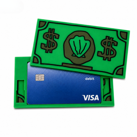 spongebob money tap to pay card holder for contactless debit and credit cards, 3d printed shell dollar card case for fans