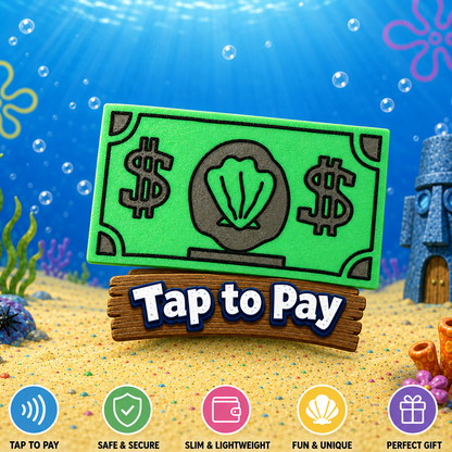 bikini bottom money tap to pay card case, novelty spongebob wallet gift for teens and adults, christmas stocking stuffer idea