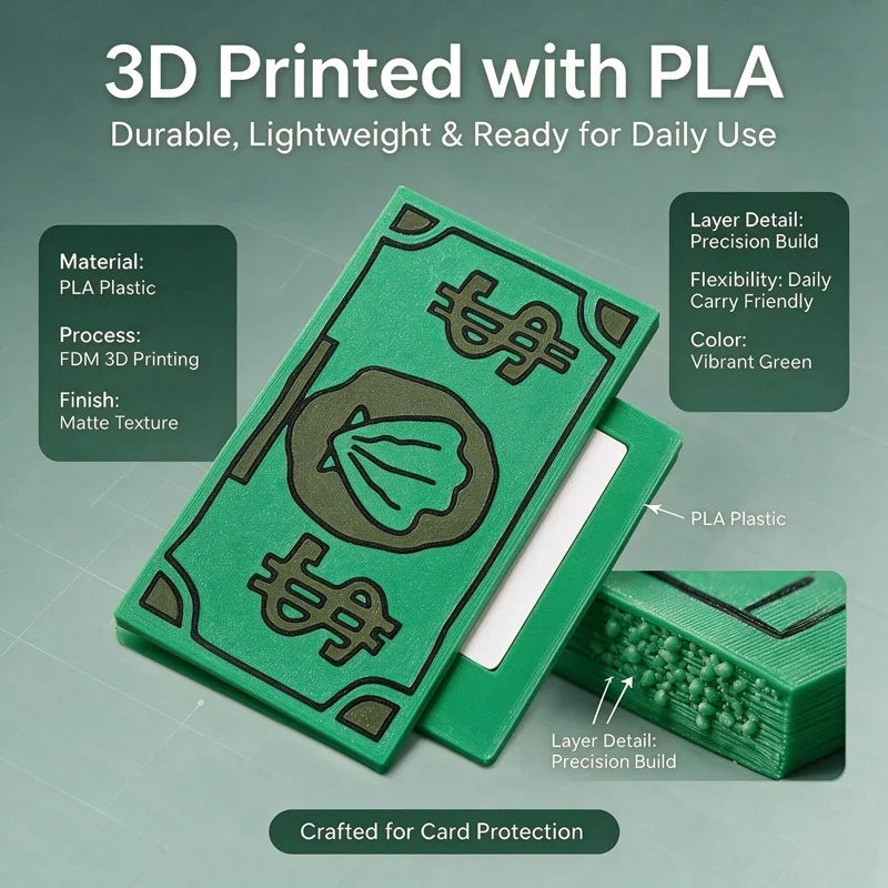 3d printed pla spongebob money card case with matte texture, lightweight credit card holder made for everyday carry