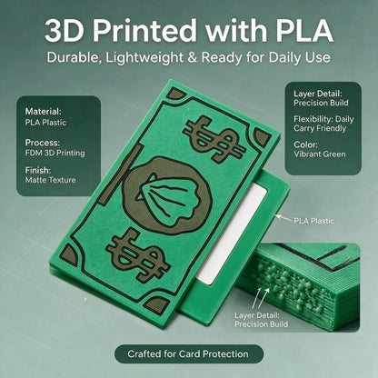 3d printed pla spongebob money card case with matte texture, lightweight credit card holder made for everyday carry