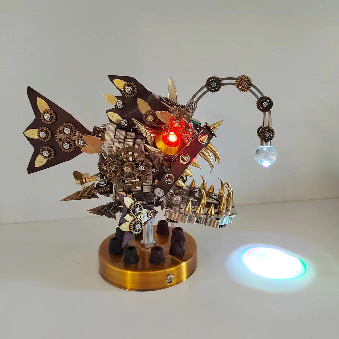 metal anglerfish model kit gear driven sculpture with luminous lure for adult builders collectible model kit, 2026